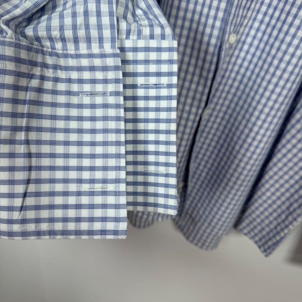 Canali Dress Shirt 43/17 Blue Gingham French Cuff Italian Quiet Luxury Preppy - Picture 11 of 16